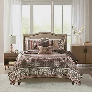 Madison Park Quilt Set Luksuri?se Jacquard Stripes Design - Hele s?son Coverlet Sengetedt lette senget?j lag Shams dekorativ pude fuld/dronning (