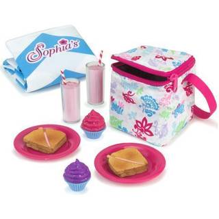 Sophias picnic frokost tilbeh?r sat med foregive maddrikke servietter t?ppe og termisk k?ler til 18 """" Dolls multicolor