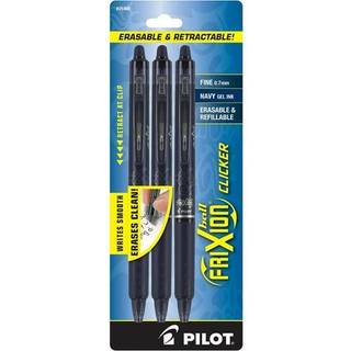 Pilot Frixion Clicker Slettbar genopfyldelig og udtrækkelig gelblækpenne Fine Point Navy Blue Ink 3-Pack (31468)