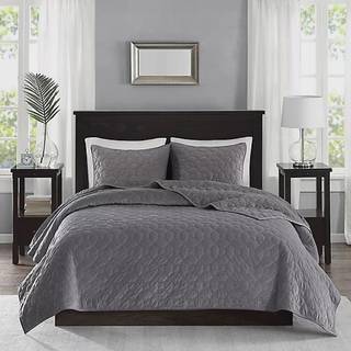 Madison Park Harper Quilt Set Velvet Casual Geometric Stitching Design All Season Lightweight Coverlet Hyggelige sengetøj Matchende Shams Full/Qu