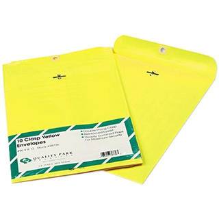 Kvalitet Park Brystet farvede 9x12 låsekonvolutter - lås - #90 - 9 Bredde x 12 Længde - 28 lb - Gummet - 10 / pakke - gul