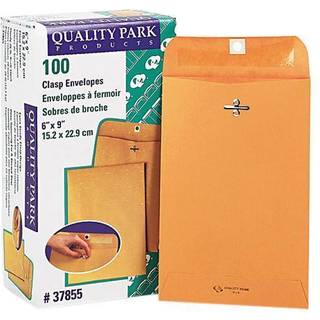 Kvalitet Park Gummed Kraft Clasp konvolutter - l?s - #55-6 """" Bredde x 9 """" L?ngde - 28 lb - Gummed - Kraft - 100 / Box - Kraft