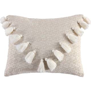 Levtex Home - Mills Waffle - Tassel Pillow - Poly Fyldt - Tonal Cream og Taupe - Pillow St?rrelse (14 x 18in)