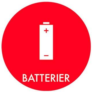 Udgår: Piktogram til affaldssortering, batterier, rund