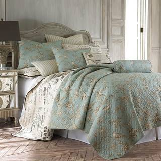 Levtex Home - Lyon Teal Quilt Set - Full/Queen Quilt + To Standard Pillow Shams - Bird Toile - Teal Brown Cream - Quilt St?rrelse (88x92in.) Sham