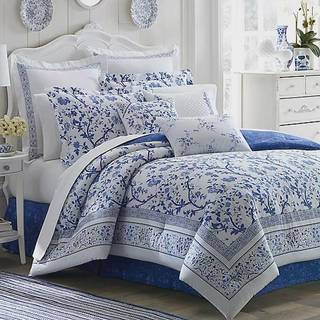 Laura Ashley - Twin Duvet Cover Set Reversible Cotton Bedding With Matching Sham Home Decor for All Seasons (Charlotte Blue Twin)