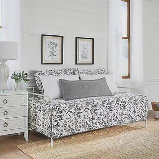 Laura Ashley Home - Daybed Set letv?gts senget?j med matchende shams & pude cover boligindretning til alle s?soner (Amberley Black daybed)