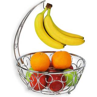 Simpel husholdningsartikler frugtkurv sk?l med banan tr?h?nger krom finish