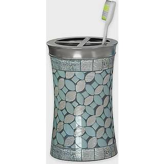 Tandbørsteholder Nu Steel Sea Foam Sølv & Aqua Glass Mosaic