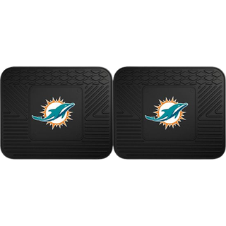 Fanmats 12314 NFL Miami Dolphins Back Row Utility Car Mats - 2 Piece Set 14in. x 17in. All Weather Protection Universal Fit Deep Resevoir Design