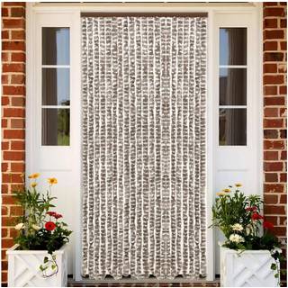 insektgardin 90x220 cm chenille gråbrun og hvid