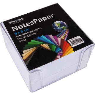 Kubusblok m-holder ikke klæb 90x90mm 500ark hvid, Büngers 9090500 10stk
