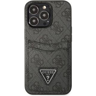 Guess iPhone 13 Pro / 13 sort hardcase 4G trekantlogo med kortplads
