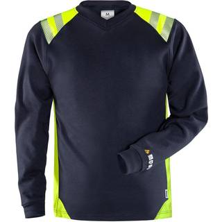 Fristads 131149 Flamestat langærmet T-shirt 7360 TFL / Arbejds T-shirt Marine/Hi-Vis gul S