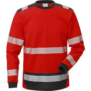 Fristads 114100 Hi-Vis langærmet T-shirt kl 3 7724 THV / Arbejds T-shirt Rød/sort 3XL