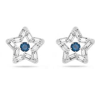 Swarovski Stella Silver + Blue Star Earrings