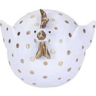 Høne Lisbeth, hvid/guld, 10,5 cm