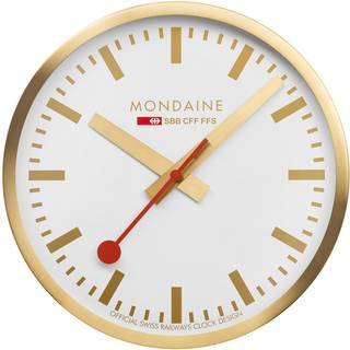Mondaine A995.CLOCK.17SBG goldene Wand-, Bahnhofsuhr 40 cm aus Aluminium