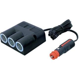 Cigarettænderstik &amp; stikprop Pro Car Triple Power Socket, rektangulært, Ø21 mm, 12 / 24 V, 16 A, sort