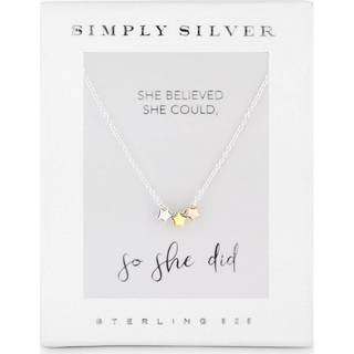 Simply Silver Simply Silver Sterling Silver Tone 925 Tri Tone Triple Star Necklace - Gift Boxed