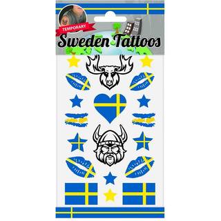 12 stk Svensk flag Tattos  kreative midlertidige tatoveringer til temafest