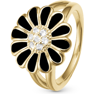 Christina Jewelry Topaz Big Black Marguerite sølv ring, sort - Str. 49