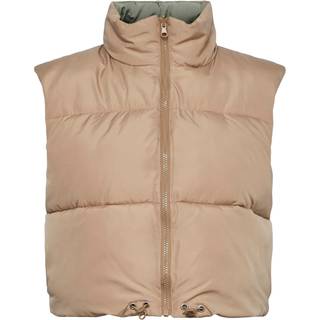 Nadia Short Puffer Vest - Silver Mink - Dame - M - PIECES