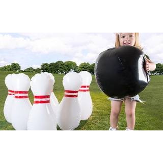 Hej! Spil! B?rn Giant Bowling Game Set - Oppustelig jumbo -bowlingstifter og bold til udend?rs og indend?rs brug til b?rn og voksne hvide