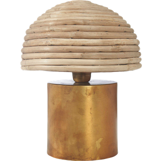 PR Home Bess bordlampe, rattan, højde 32 cm, svampeform