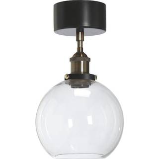 PR Home Omega loftlampe, klar/messing/sort, Ø 20 cm