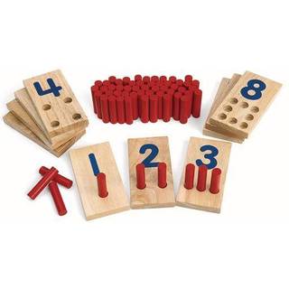 Excellerations Peg Number Board | Inkluderet: 10 Rubberwood Boards + 55 tr?pinde + opbevaringspose | Montessori Math Materials Learning Manipulat