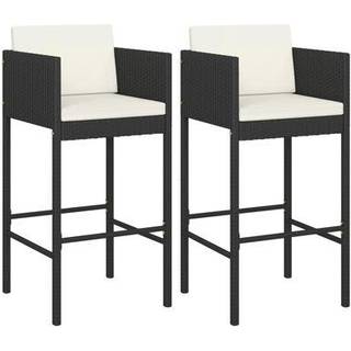 barstole 2 stk. med hynder polyrattan sort