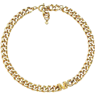 MK Precious Metal-Plated Brass Pavé Logo Curb Link Necklace - Gold - Michael Kors - ONE SIZE