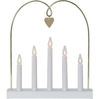 Star Trading - Advent Candlestick Glossy Bow - White - 35 cm