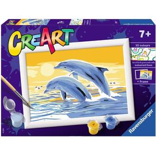 Ravensburger Creart Dejlige Dolphins Paint by Numbers Kit til børn - Maling af kunst og håndværk i alderen 7 og op flerfarvet NICO