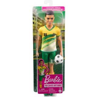 Barbie Karrierer Ken Fashion Doll & Accessory Soccer Player med kort besk?ret h?r 21 ensartede h?je sokker Cleats & Soccer Ball