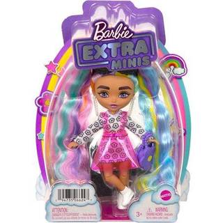 Barbie Extra Minis Doll #6 if?rt blomsterprint kjole med Rainbow Hair Doll Stand & tilbeh?r inklusive solbriller og pung 5,5-tommer