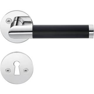 Beslagsboden Design dørgreb med roset og nøgleskilt, indendørs, 125 mm, poleret krom/sort