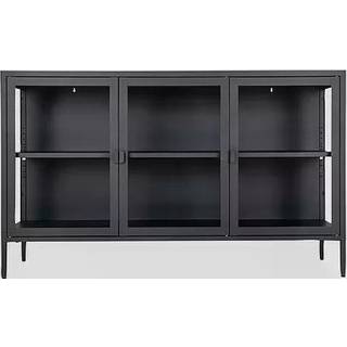 Vitrineskab i sort med glaslåger 40x140x85 cm - 3001050