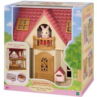 Sylvanian Families New Red Roof Cosy Cottage starthjem med kaninfigur og møbler