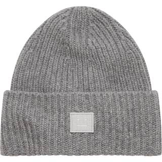 Acne Studios Kids Face ribbed-knit wool beanie - grey - Y 4