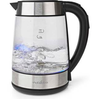 Nedis - SmartLife Elkedel | Wi-Fi | 1.7 l | Glas | 40,60,70,80,90,100 °C | Temperaturindikator | Drejelig 360 grader | Skjult varmeelement | Strix®-controller | Beskyttelse mod kogetørring | Android™ / IOS - WIFIWK10CGS