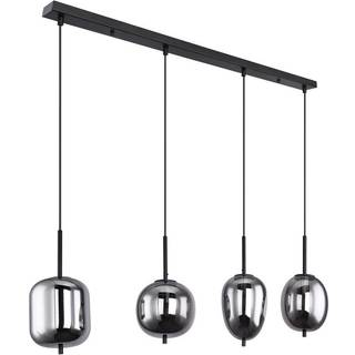 Hængelampe Blacky, sort/røggrå, længde 110 cm, 4 lyskilder.