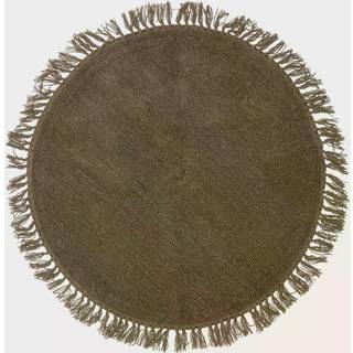 Bloomingville Lenea vtæppe Ø110 Cm t - Ensfarvede tæpper Uld Gul - 82052949