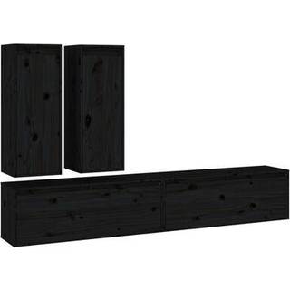 Tv-Skabe 4 Dele Massivt Fyrretræ - Hvid