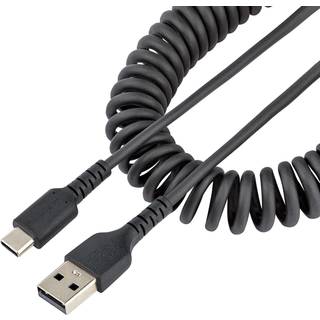 StarTech.com 1m USB A to C Charging Cable Coiled Heavy Duty Fast Charge & Sync High Quality USB 2.0 A to USB Type-C Cable Rugged Aramid Fiber Durable Male to Male USB Cable