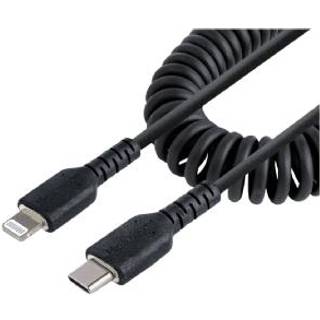 StarTech.com USB C to Lightning Cable 50cm/20in MFi Certified Coiled iPhone Charger Cable Black