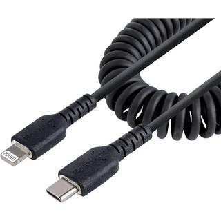 StarTech.com USB C to Lightning Cable 1m (3ft) MFi Certified Coiled iPhone Charger Cable Black