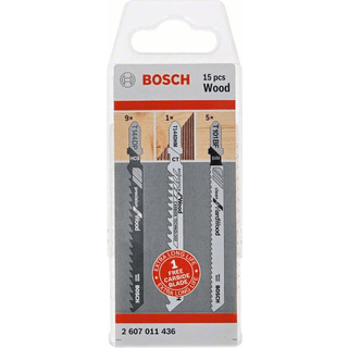 BOSCH Stiksavklinge til træ, T-skaft, 15 dele