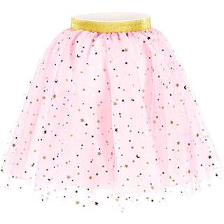 1 stk. Prinsesse drømme kjole i pink med guld mønster til børn 3-7 år, 60cm